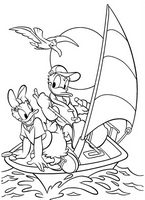 kolorowanki Kaczor Donald i Daisy na żaglówce - malowanka do wydruku numer  16